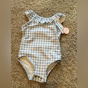 New Carter's Light Blue Checkered Baby Swimsuit